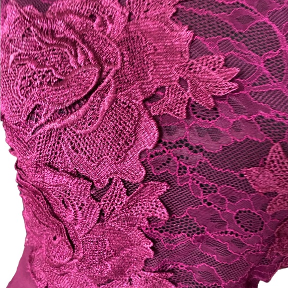 Vintage Charlotte Russe Amaranth Magenta Lace Pencil Dress - Picture 6 of 14